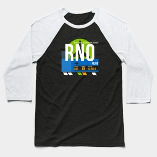 Reno (RNO) Airport // Retro Sunset Baggage Tag Baseball T-Shirt